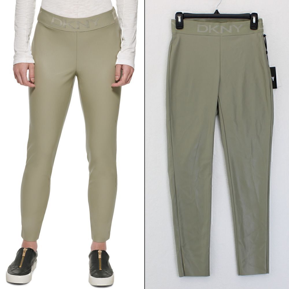 DKNY Faux-Leather Leggings Thyme